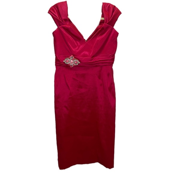 Badgley Mischka Hot Pink Cocktail Dress Size 12 - Picture 2 of 11